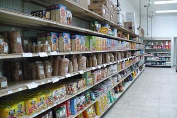 shelves of food